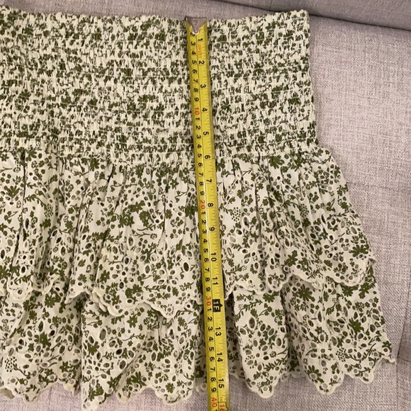 Zara woman printed skirt ruffled green white M - Picture 8 of 9